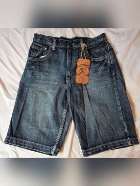 FLYPAPER Denim Shorts in Washed Blue Size 34 NWT